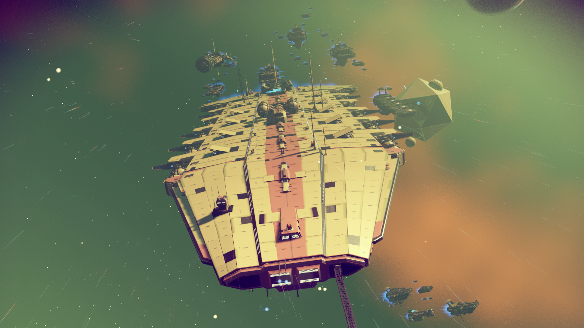 A large space borne fleet of ships